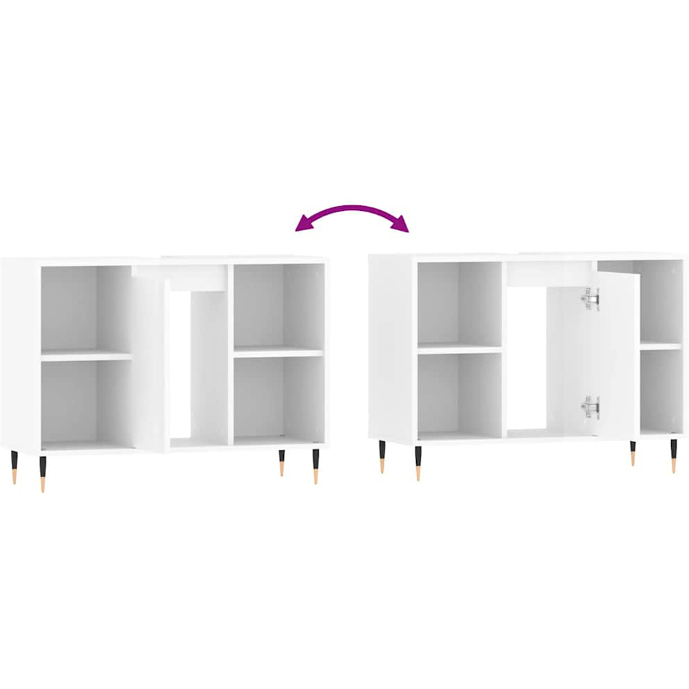 vidaXL Single Door 4 Shelf White Wooden Bathroom Cabinet Image 5