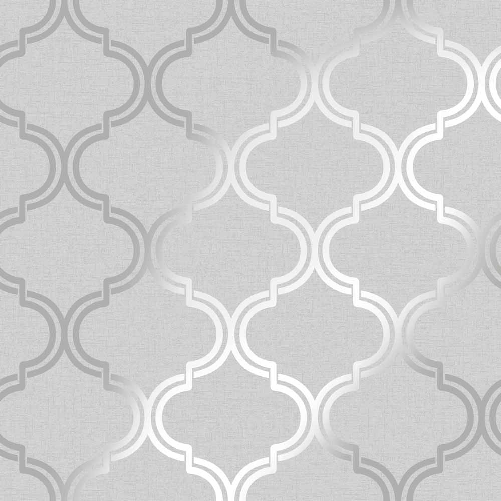 Holden Decor Glistening Geometric Trellis Grey Silver Wallpaper Image 1