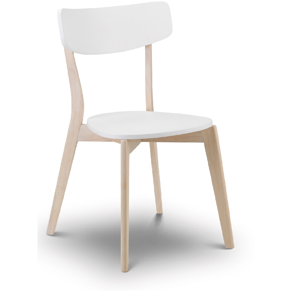 Julian Bowen Casa Set of 4 White and Oak Dining Chair Image 3