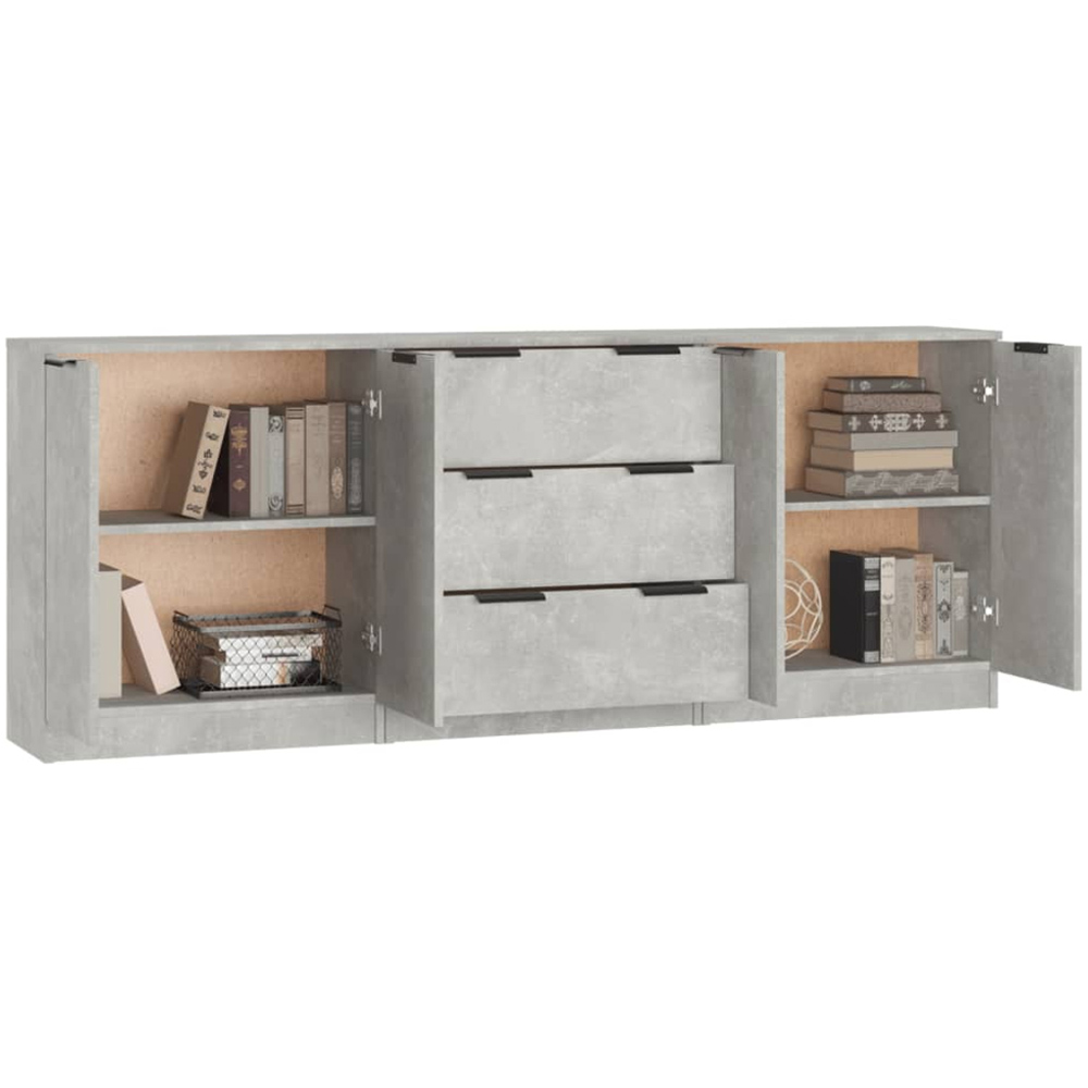 vidaXL 4 Door 3 Drawer Concrete Grey Sideboard Image 5