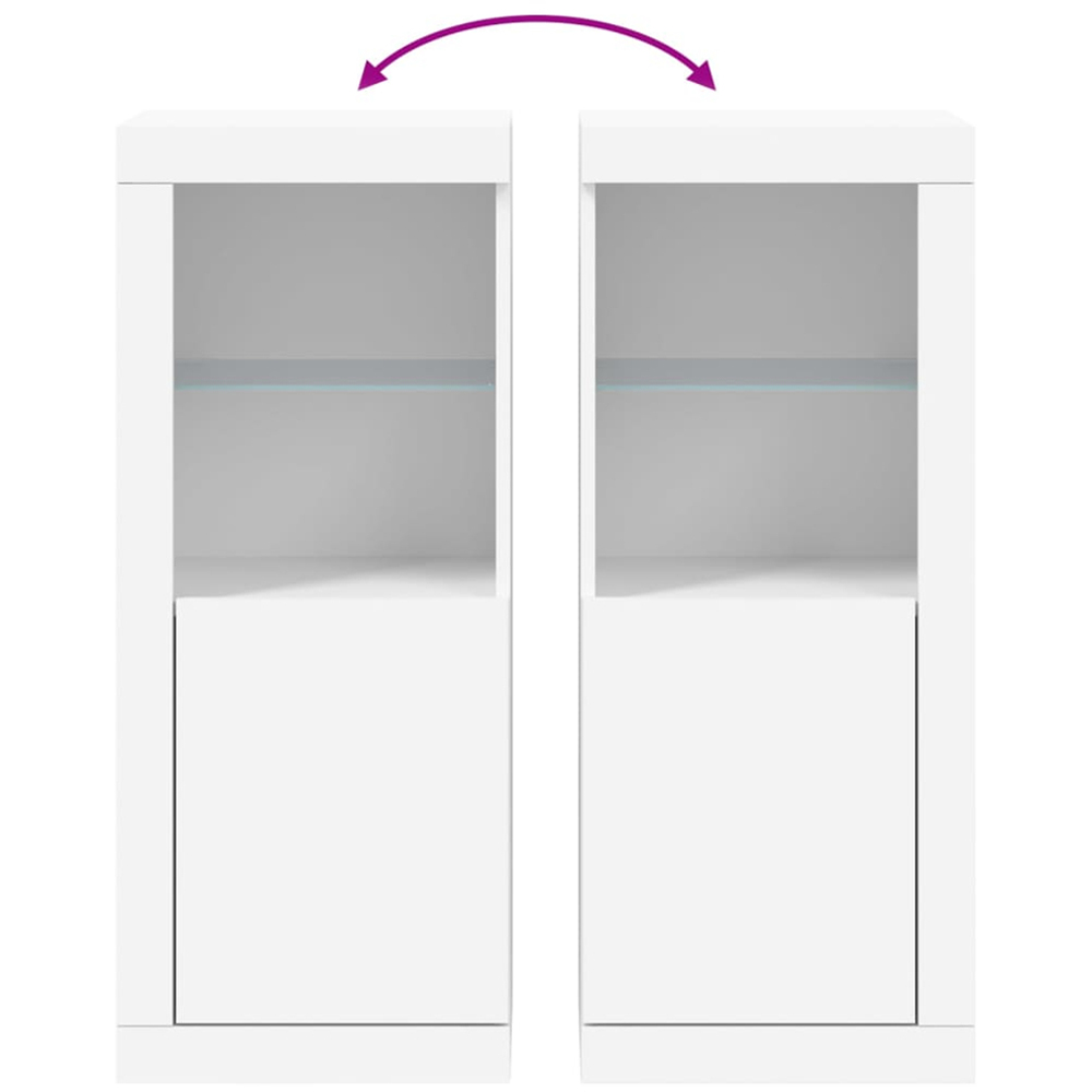 vidaXL Single Door 2 Shelf White LED Sideboard Image 9