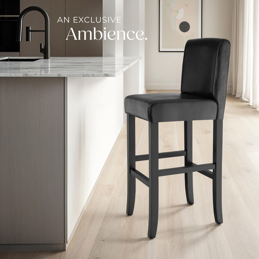 Tectake Black Leather Padded Bar Stool Image 7