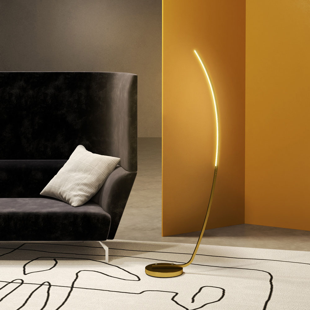 Portland Gold Tone Arched LED Strip Floor Lamp Image 2