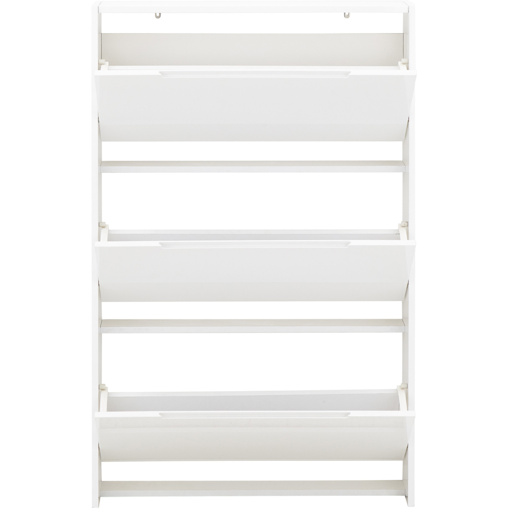 GFW Narrow White High Gloss 3 Tier Shoe Cabinet Image 5