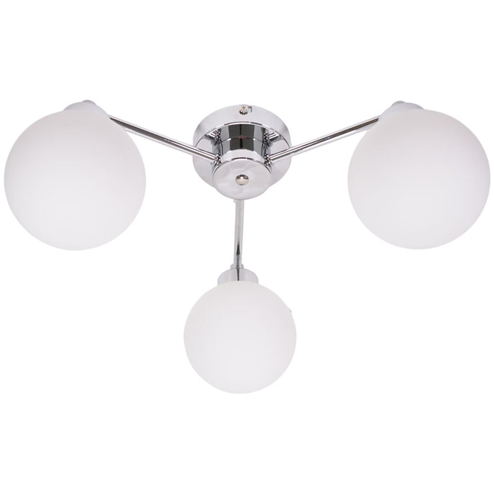 ValueLights Jonah Brushed Silver 3 Arm Globe Ball Shade Flush LED Ceiling Light Image 1