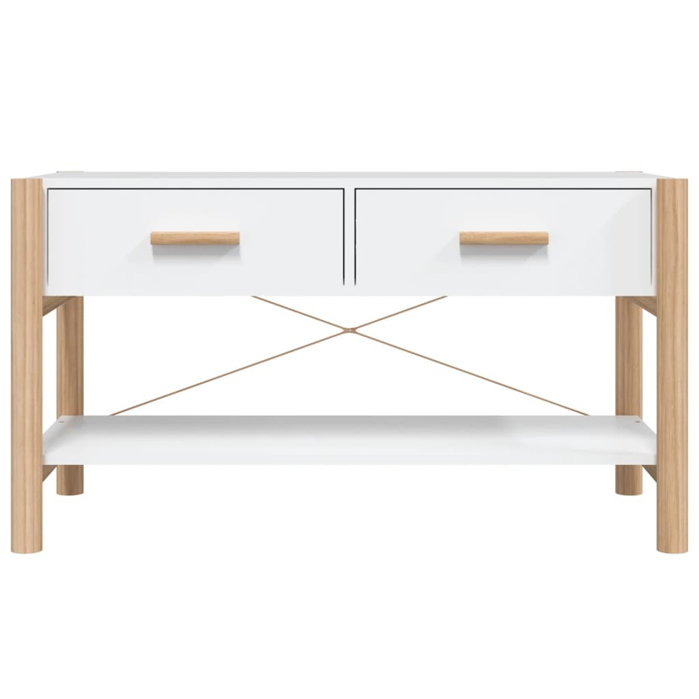 vidaXL 2 Drawer Single Shelf White TV Cabinet Image 3