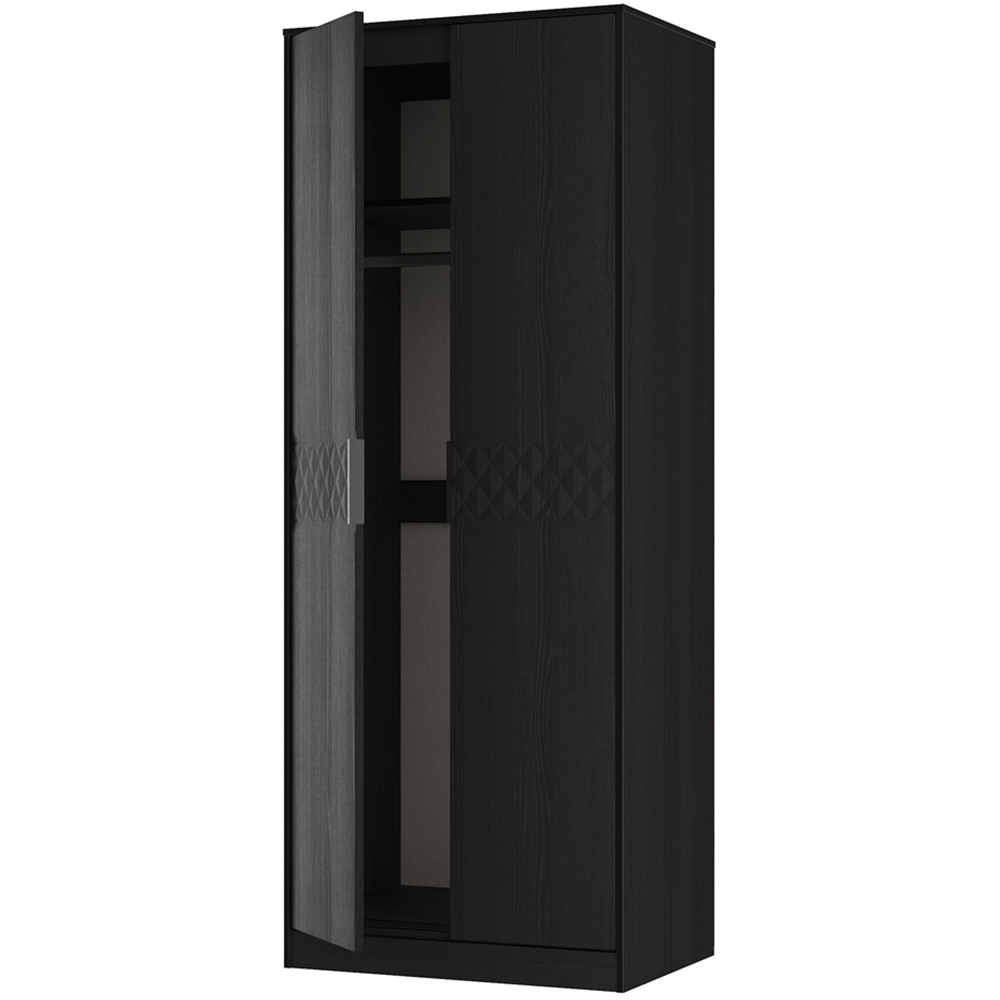 Crowndale Harlequin 2 Door Black Ash Tall Wardrobe Ready Assembled Image 4