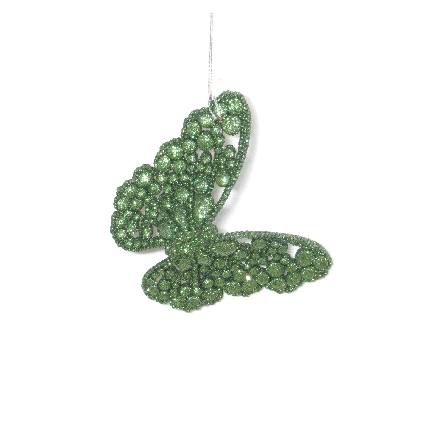 Two Tone Glitter Butterfly Hanging Decoration Green Image 2