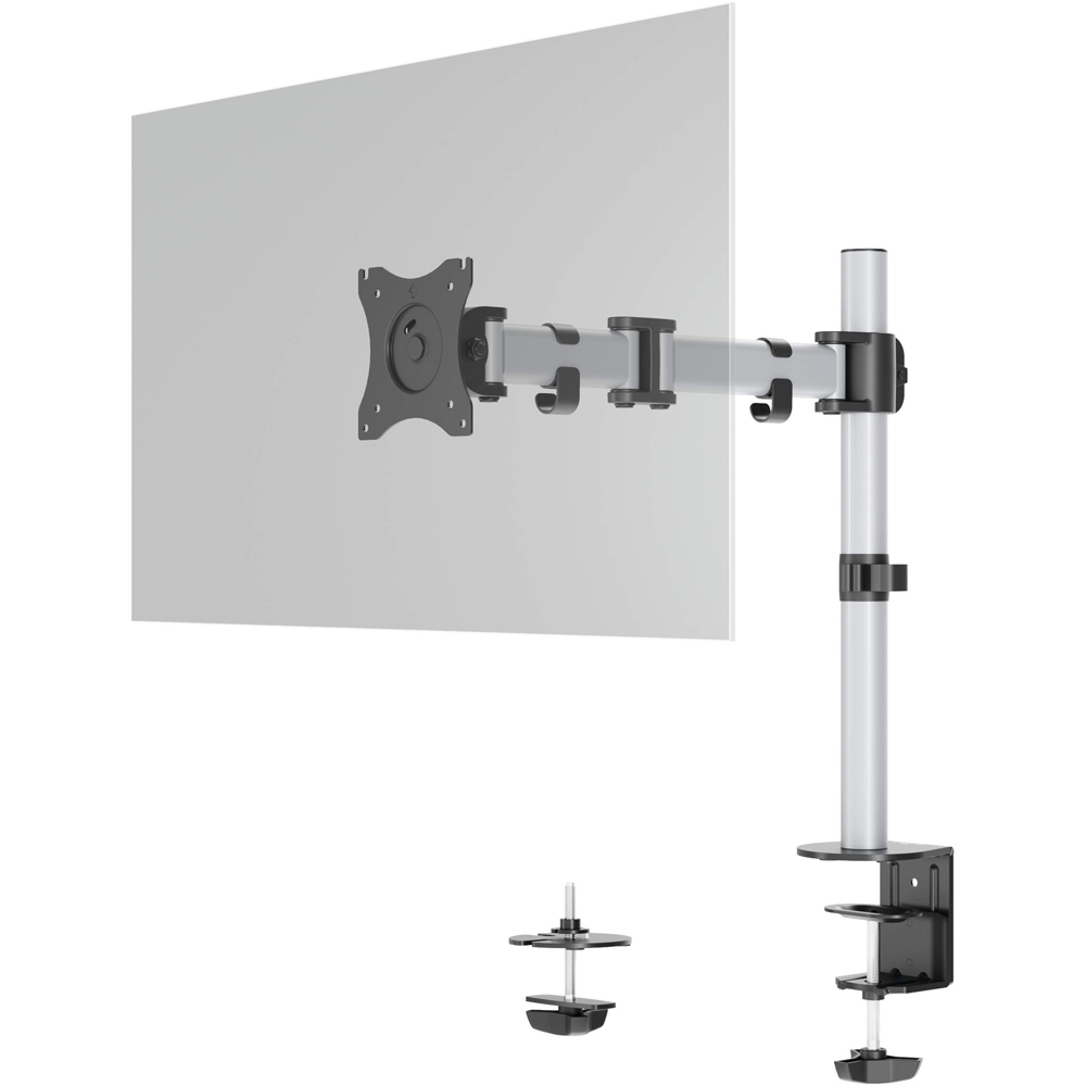 Durable Select Gloss Silver Monitor Mount Desk Clamp for 1 Screen 13-27 inch Image 1