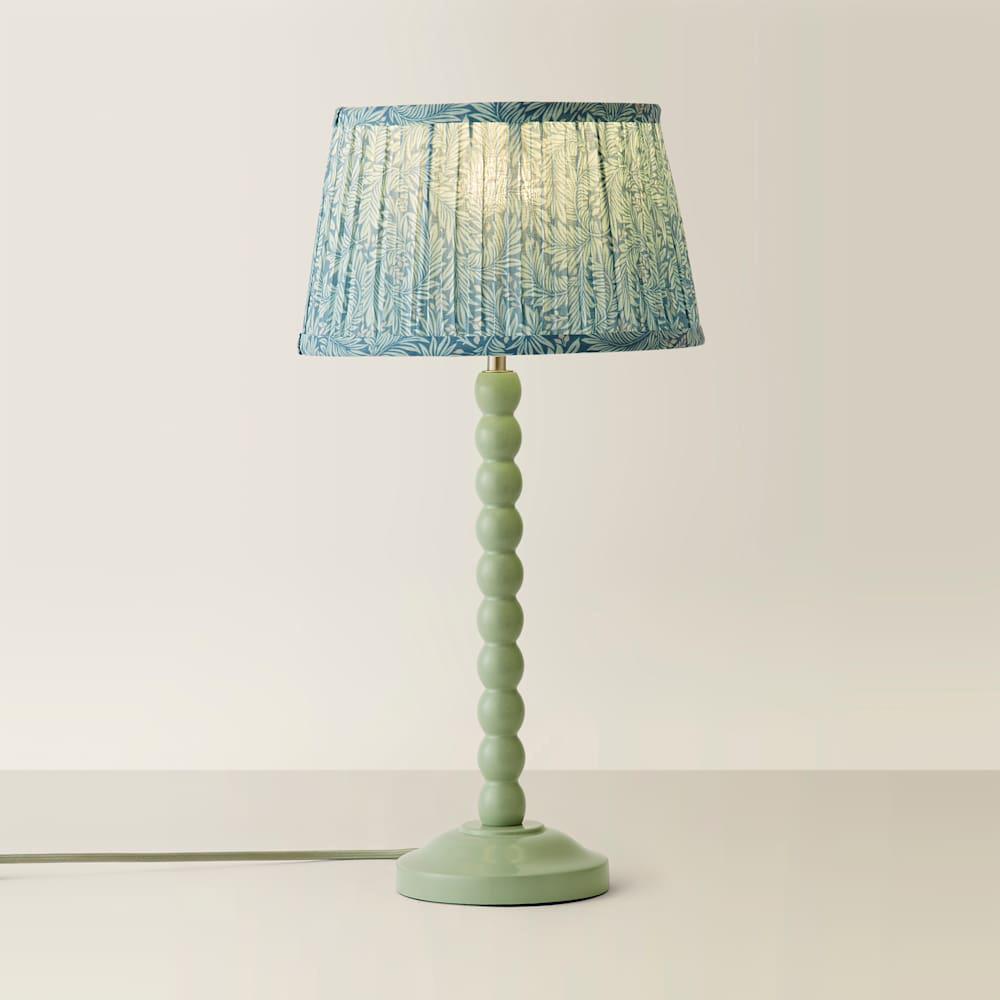 ValueLights Leaf Pleated Shade Pastel Green Bobbin LED Table Lamp with Bulb Image 4