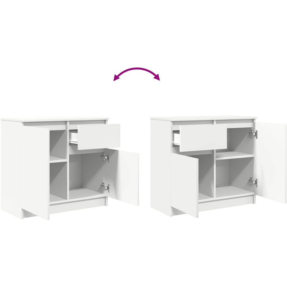 vidaXL 2 Door Single Drawer White Sideboard Image 8