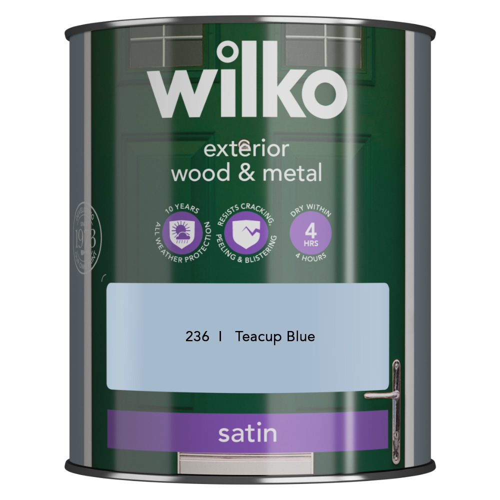 Wilko Wood and Metal Teacup Blue Satin Paint 750ml Image 2