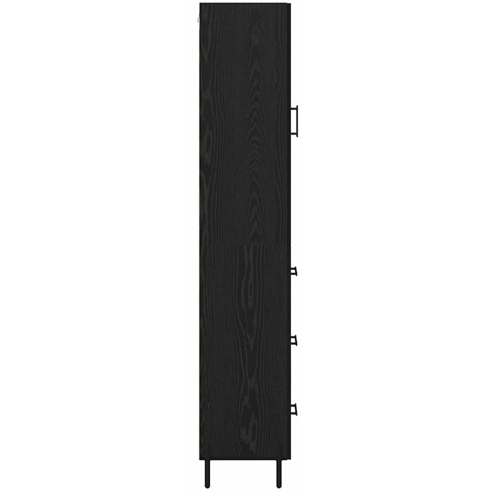 vidaXL Single Door 3 Drawer 3 Shelf Black Oak Highboard with Metal Legs Image 8