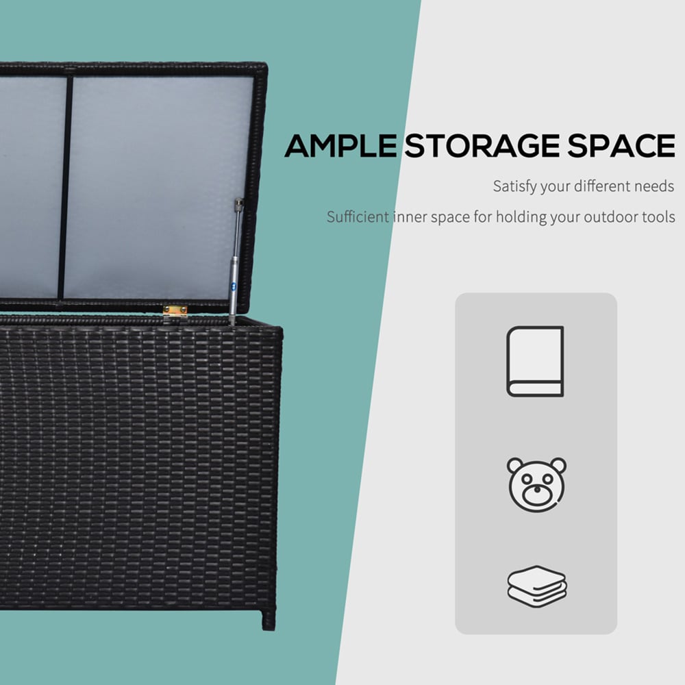 Outsunny Black Large Rattan Garden Storage Box Image 7