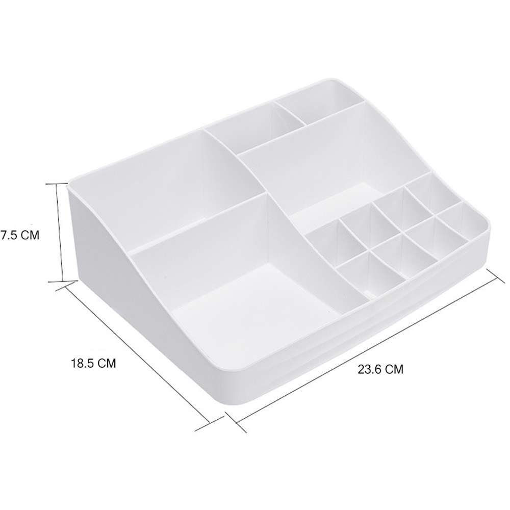 H&O Direct 13 Compartment White Plastic Makeup Organiser Image 5