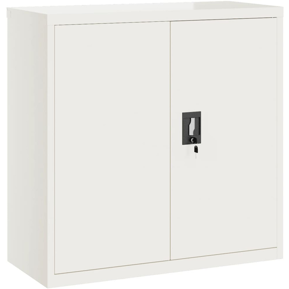 vidaXL 2 Door 3 Shelf White Steel Lockable Office File Cabinet Image 2