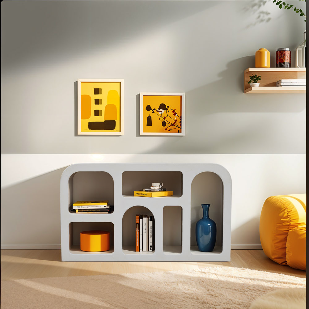 IH Design Udaipur 5 Shelf White Wood Medium Display Cabinet Image 5