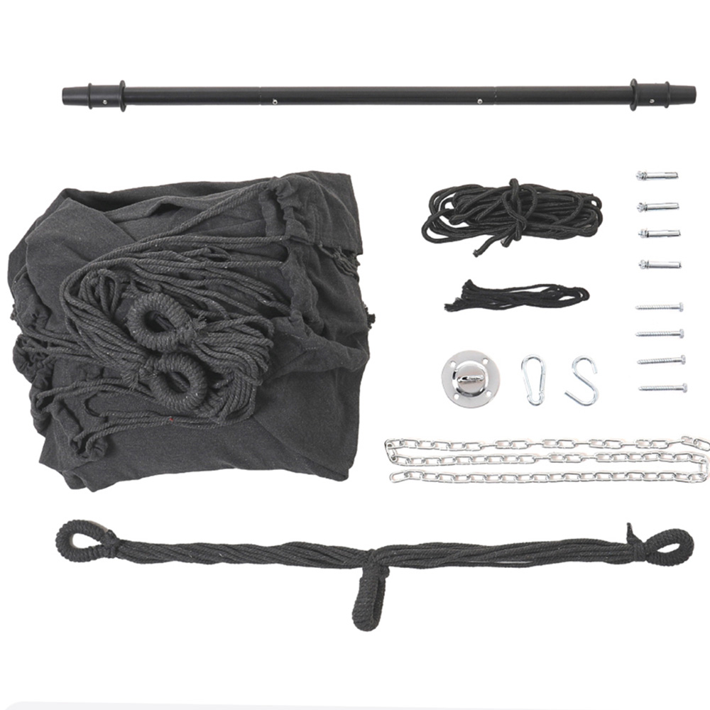 Living and Home Outdoor Dark Grey Hammock with Cushion Image 3