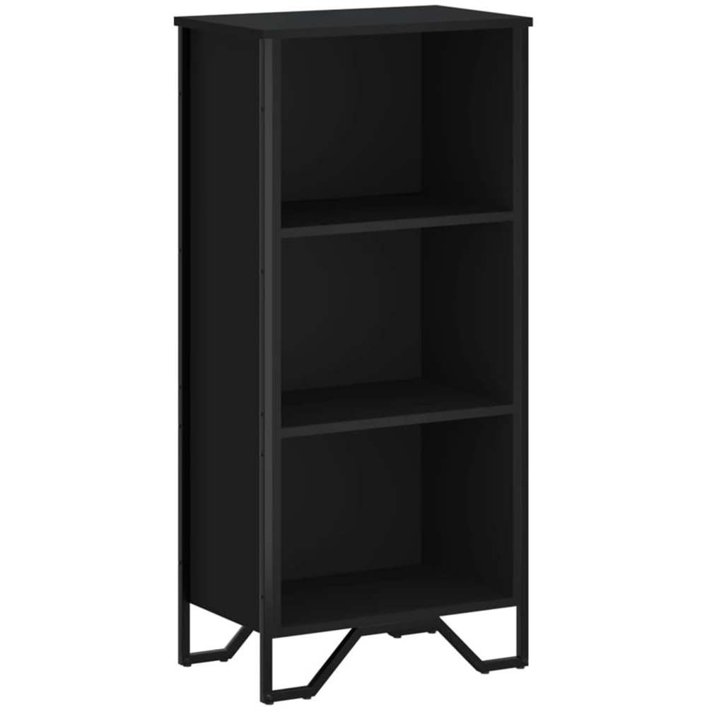 vidaXL 3 Shelf Black Bookcase Image 2