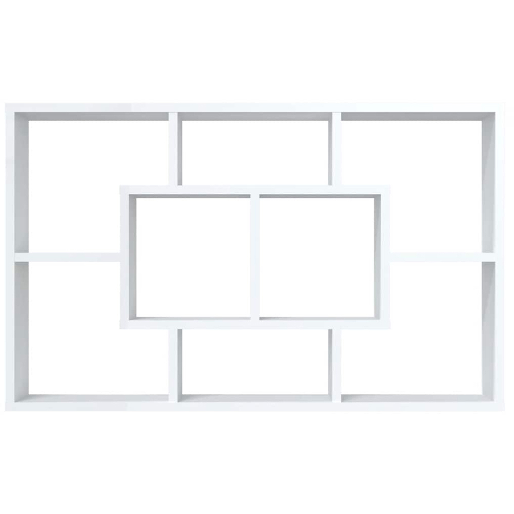 vidaXL 8 Compartment White Wall Shelf Image 4