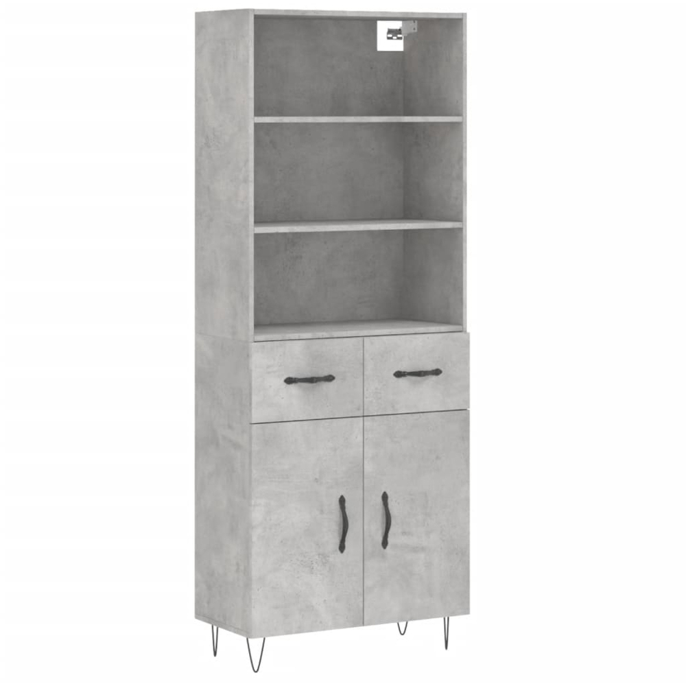 vidaXL 2 Door 2 Drawer 3 Shelf Concrete Grey Tall Highboard Image 2