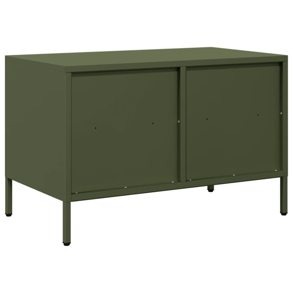 vidaXL 2 Drawer 2 Shelf Olive Green Steel Industrial Style TV Cabinet Image 5