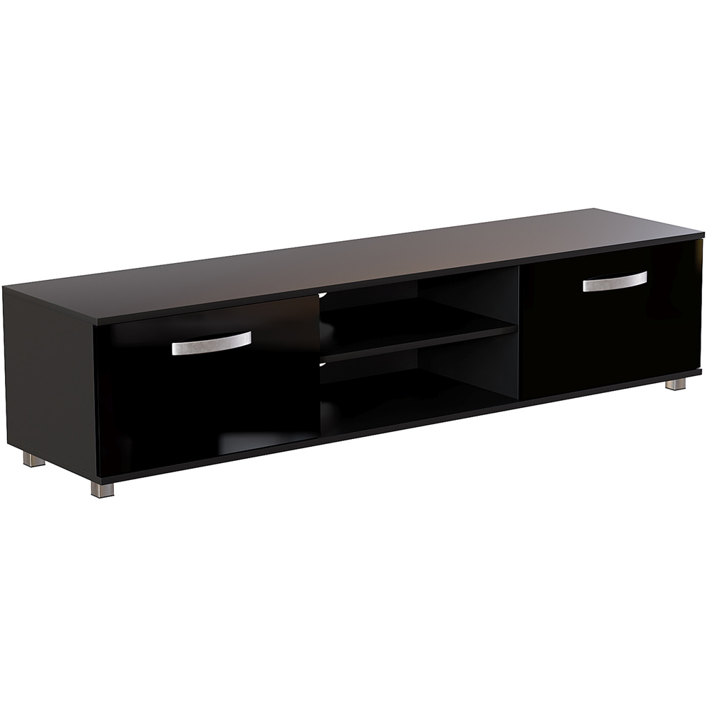 Vida Designs Cosmo 2 Door 2 Shelf Black TV Unit Image 2