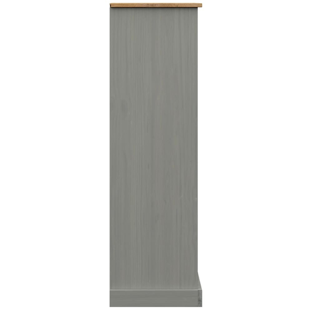 vidaXL 3 Door 3 Shelf Grey Pine Wood Bookcase Image 6