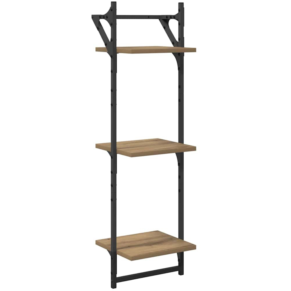 vidaXL 9 Shelf Artisan Oak Wall Shelf Set of 6 Image 8
