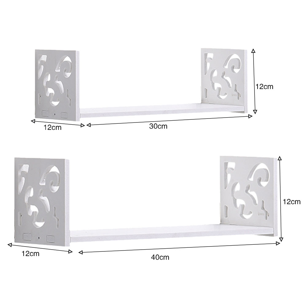 Living and Home 2 Pack White U Shaped Wall Hanging Shelves Image 9