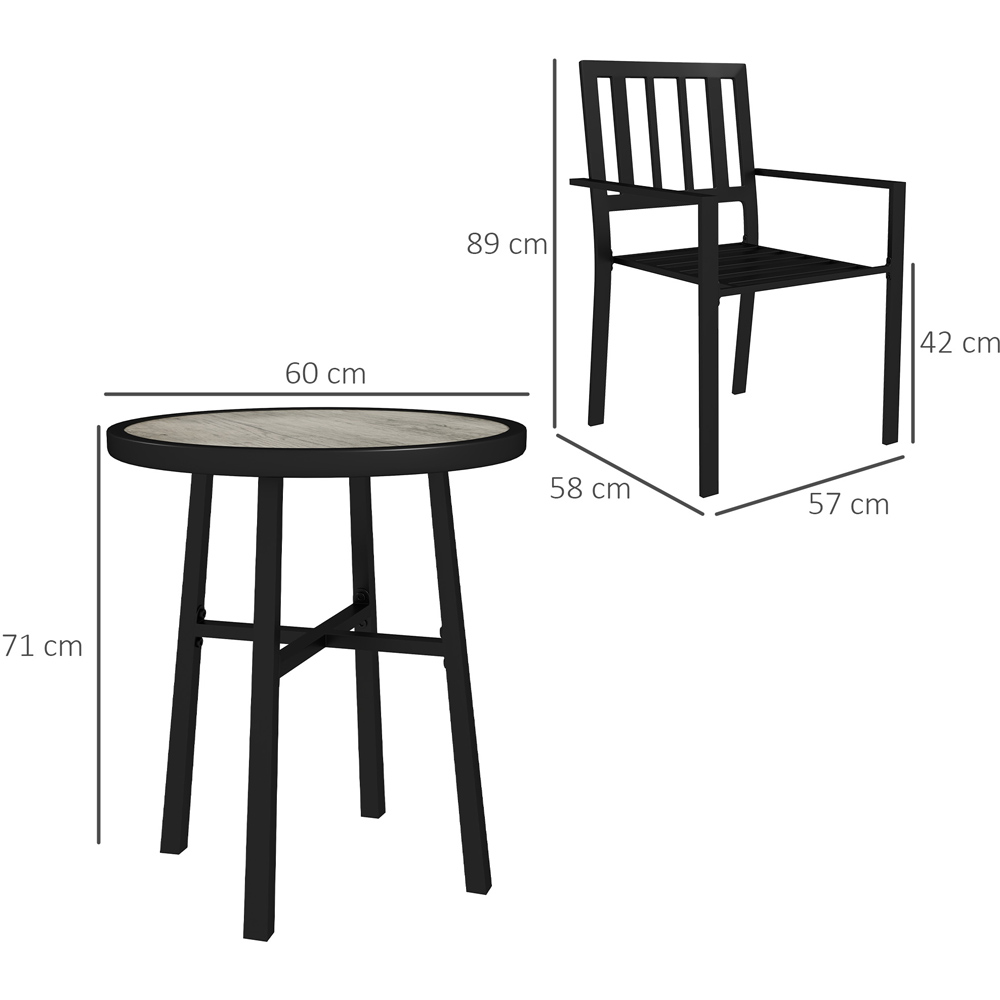 Outsunny 2 Seater Plastic Top Bistro Set Grey Image 9