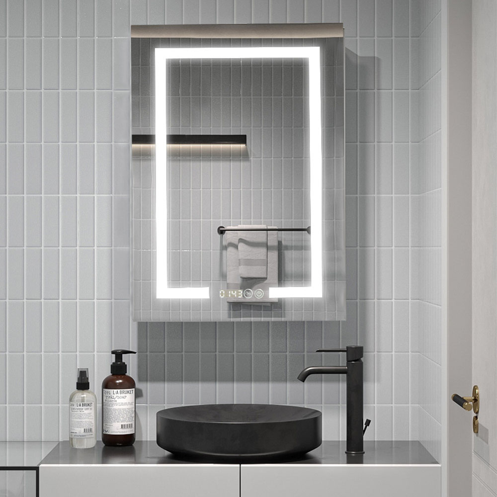 Living and Home White Single Door Frameless LED Mirror  Bathroom Cabinet Image 5