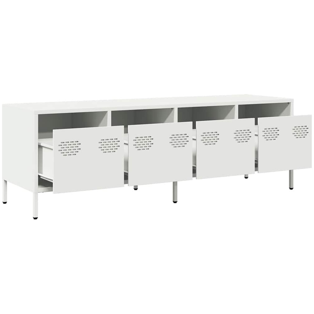 vidaXL 4 Drawer White Steel Industrial Style TV Cabinet Image 4