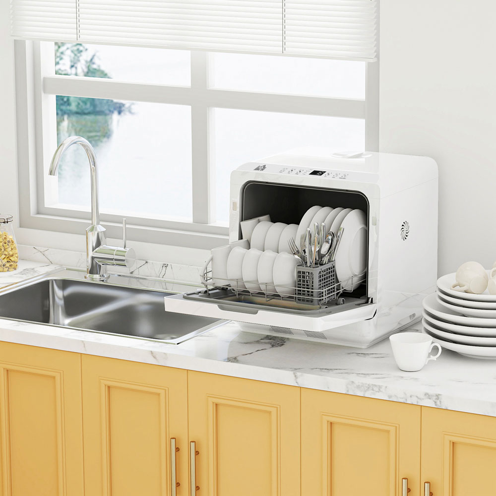 HOMCOM 800-190V71WT White Worktop Dishwasher Image 3