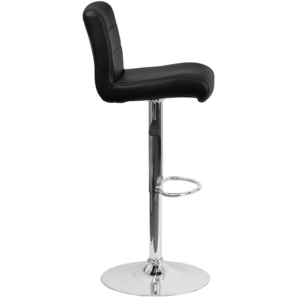 FWStyle Black Faux Leather Waterfall Bar Stool Set of 2 Image 3