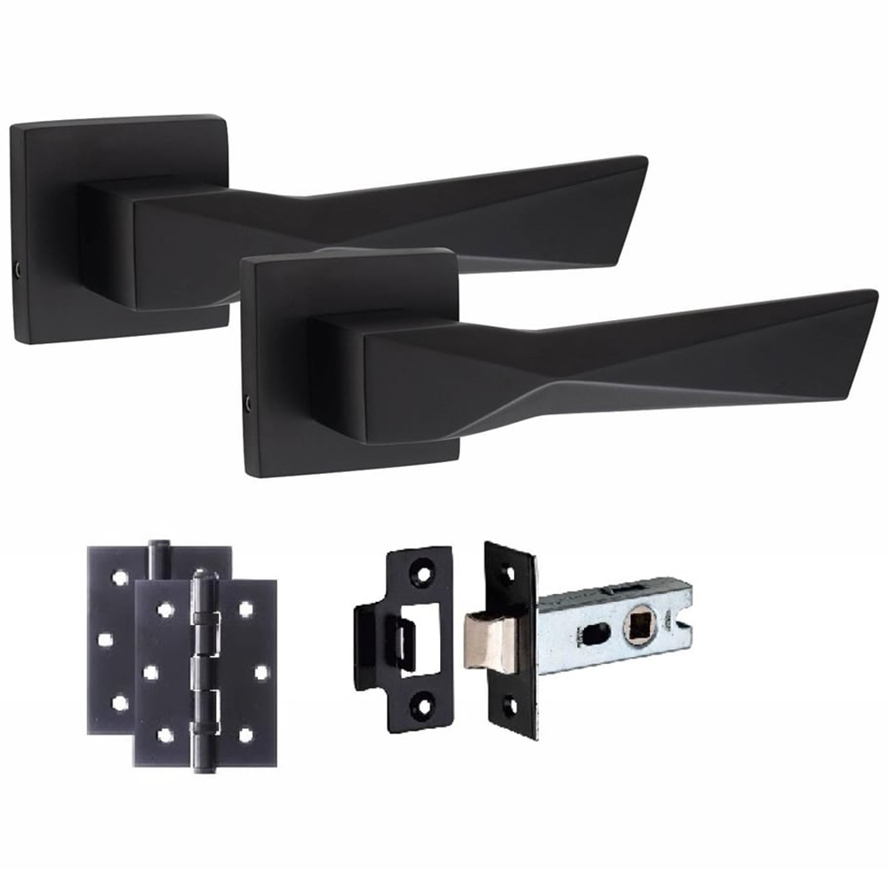 Golden Grace Matt Black Aura Door Handle Set Image 1