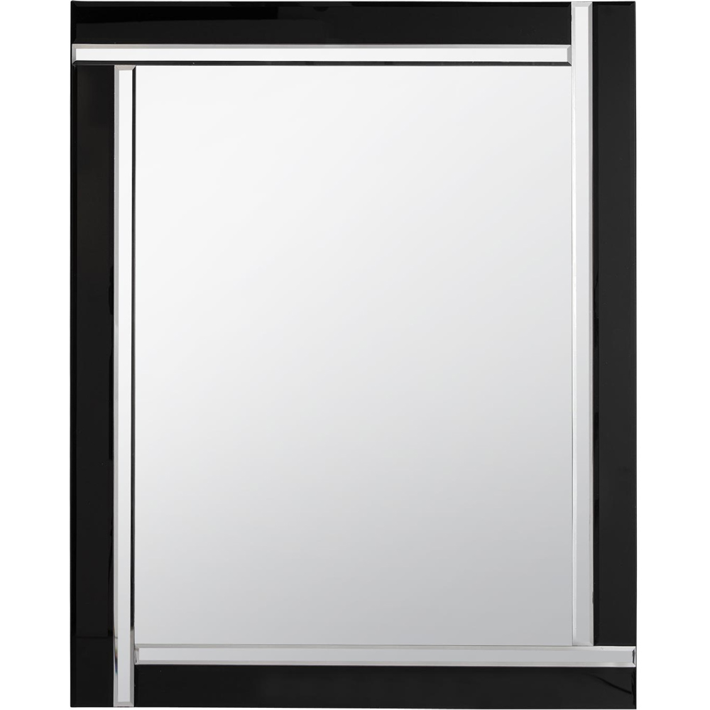 Aston Double Bevelled Black All Glass Large Mirror 144 x 115.5cm Image 1