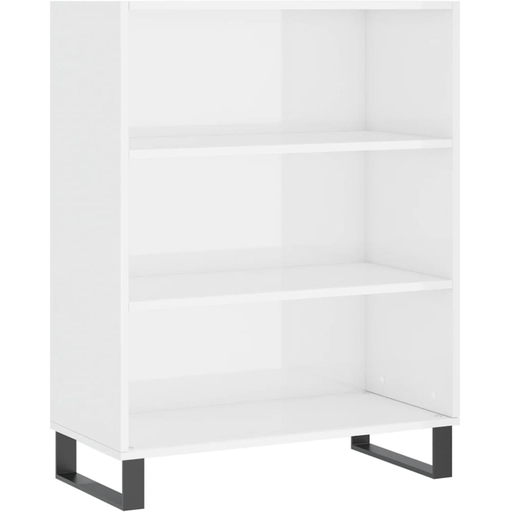 vidaXL 3 Open Shelf High Gloss White Shelf Cabinet with Metal Legs Image 2