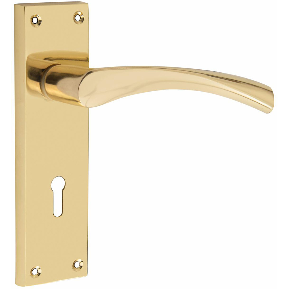 Golden Grace Gold Polished Brass Victorian Scroll Astrid 3 Lever Lock Door Handle 150 x 40mm Image 3