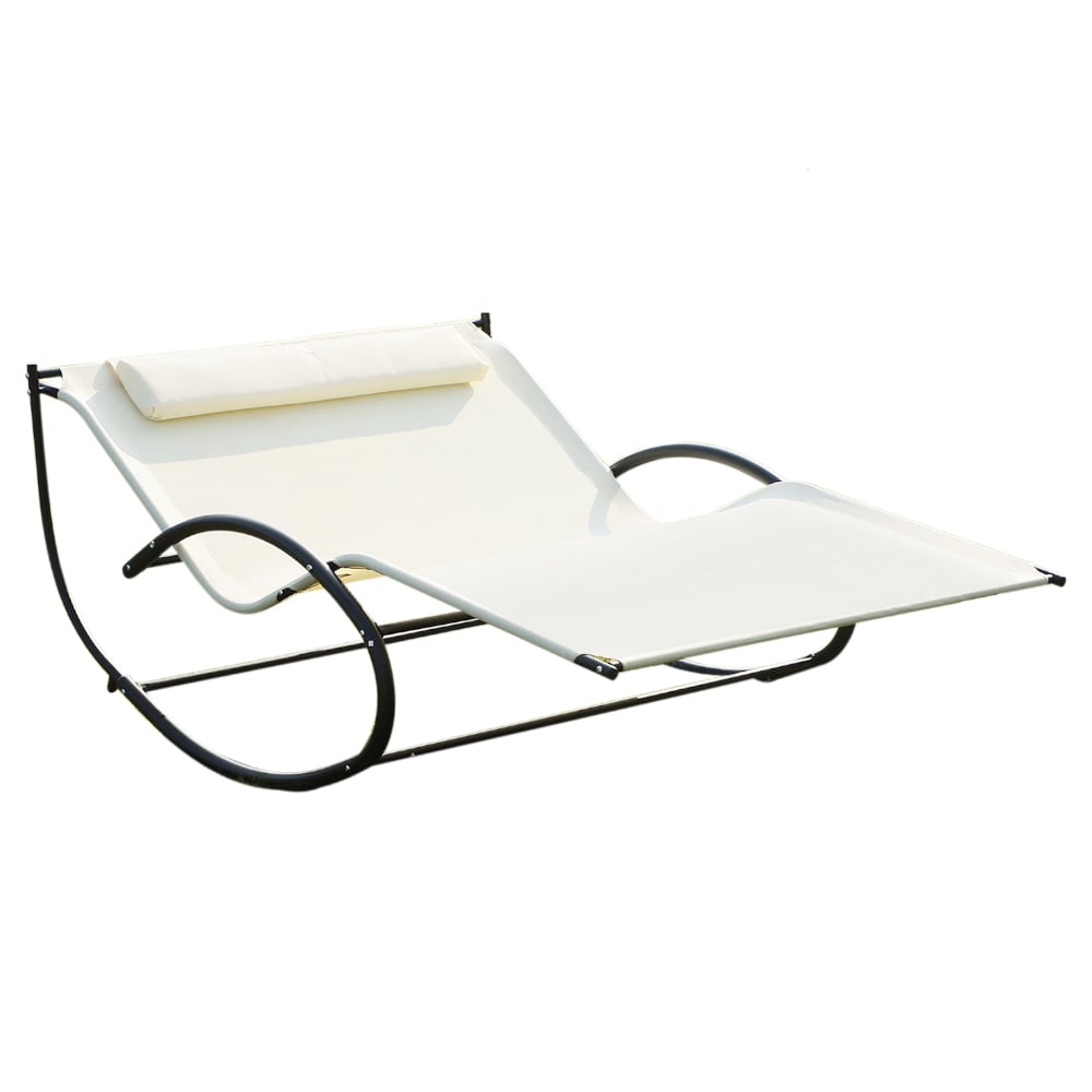 Outsunny Texteline Beige Double Hammock Sun Lounger Image 2