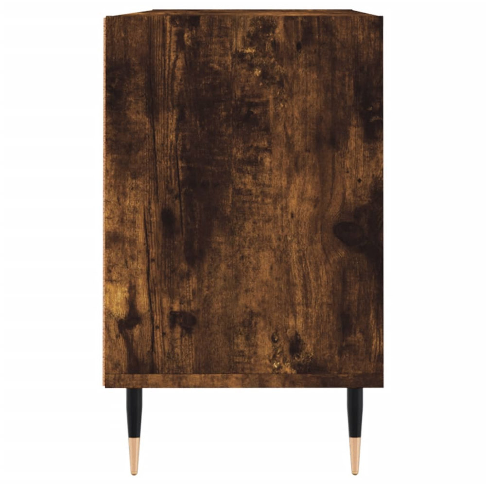 vidaXL 6 Open Shelf Smoked Oak TV Cabinet with Metal Legs Image 5