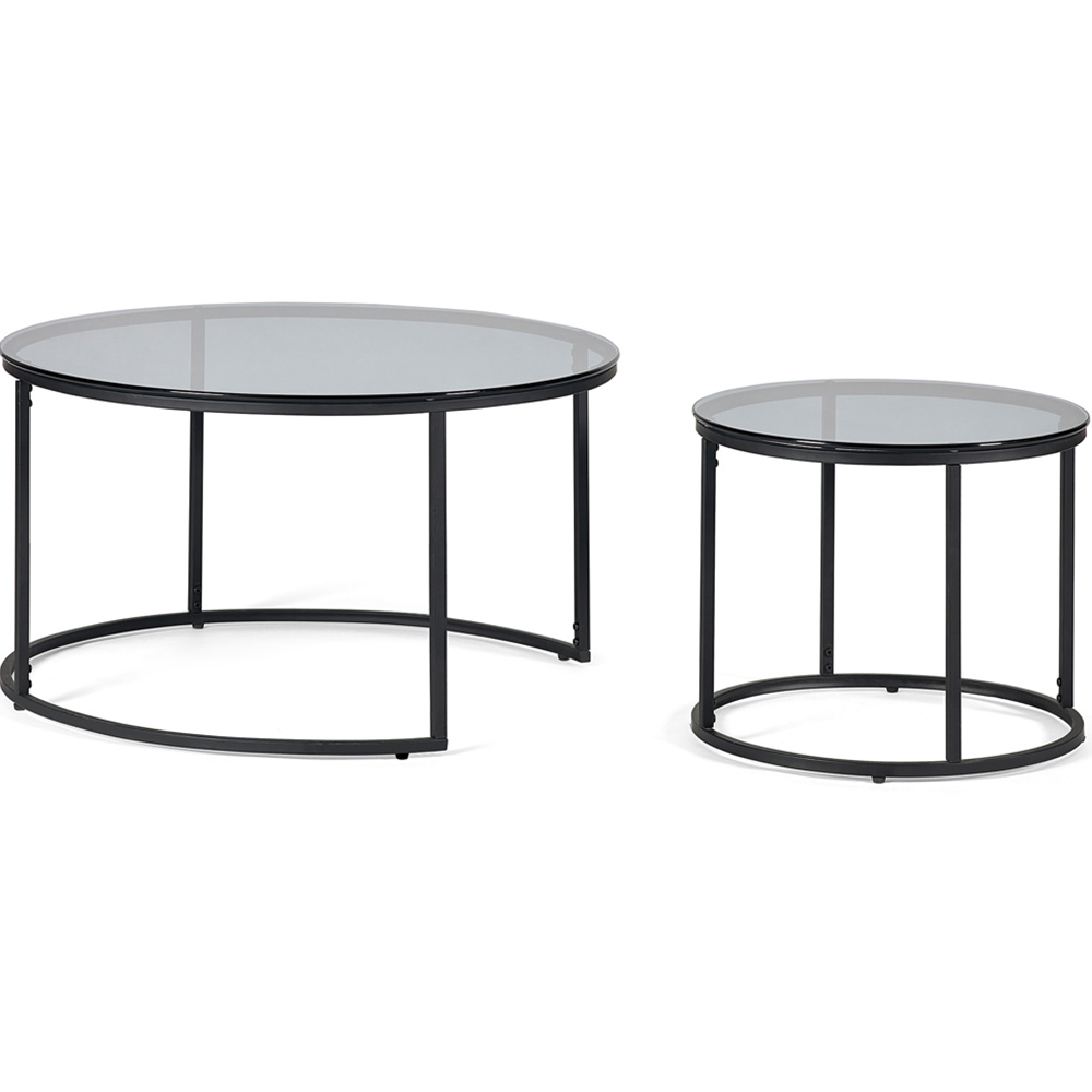 Julian Bowen Chicago Smoked Glass Round Nest of Coffee Tables Set of 2 Image 3