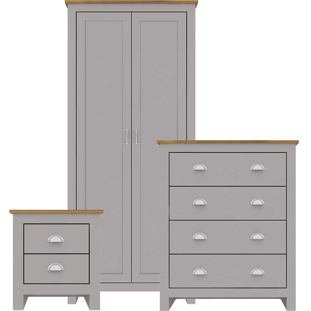 LPD Furniture Lancaster Oak Effect with Grey Finish 3 Piece Bedroom Furniture Set Image 2