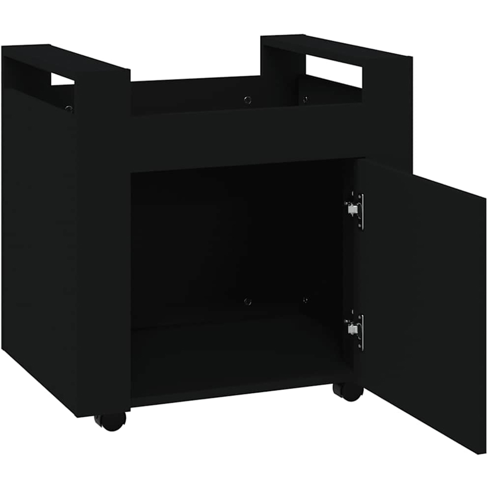 vidaXL Single Door Single Shelf Black Sonoma Wooden Desk Trolley Image 4