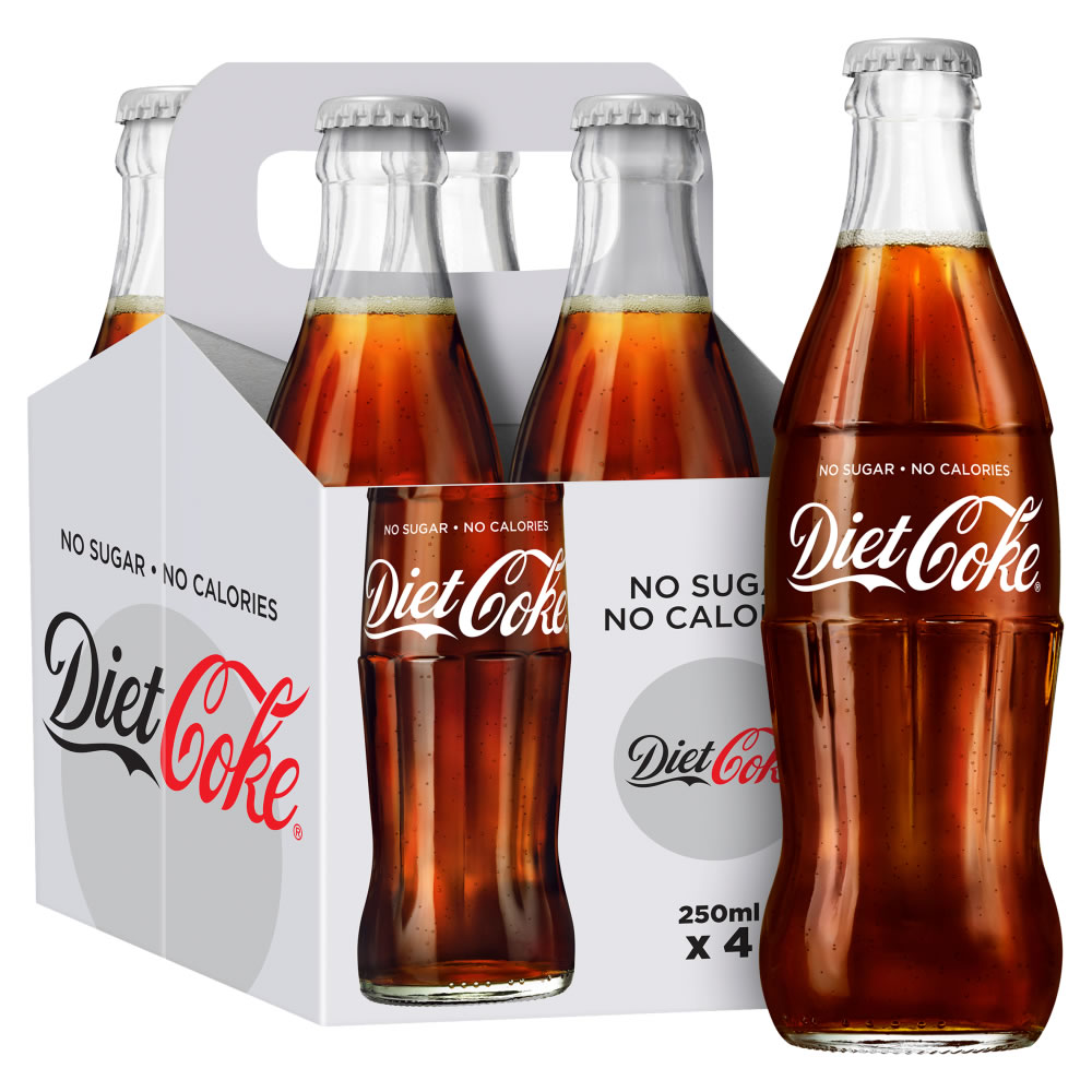 Diet Coke Glass 4 x 250ml Image 1