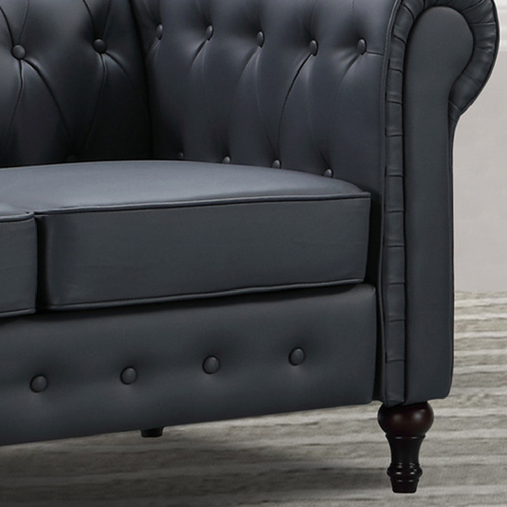 Richland 2 Seater Grey Leather Sofa Image 3