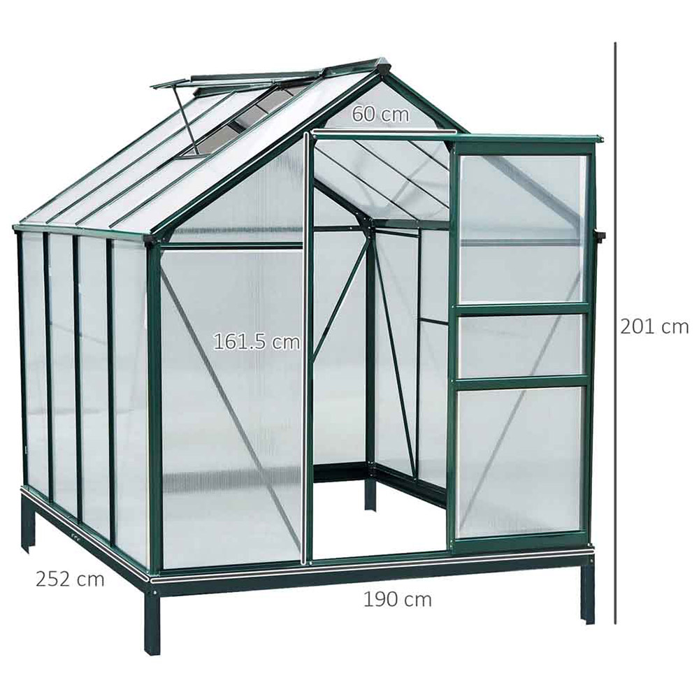 Outsunny Green Polycarbonate 6.2 x 8.2ft Greenhouse Image 2