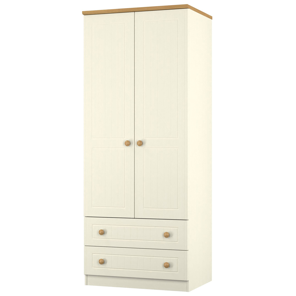 Crowndale Warwick 2 Door 2 Drawer Cream Ash and Oak Double Wardrobe Image 4