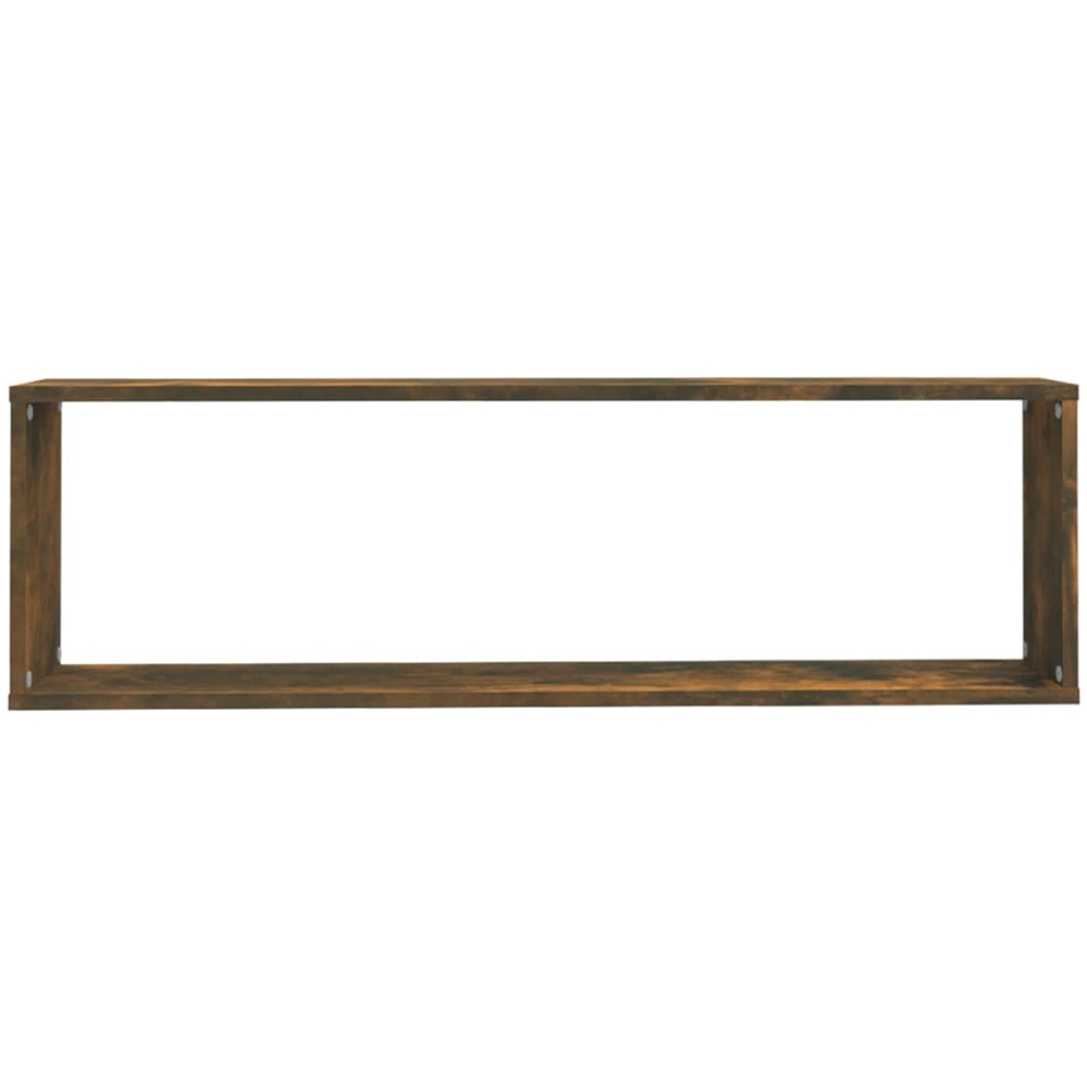 vidaXL 100 x 15 x 30cm Set of 4 Smoked Oak Cube Wall Shelf Image 3