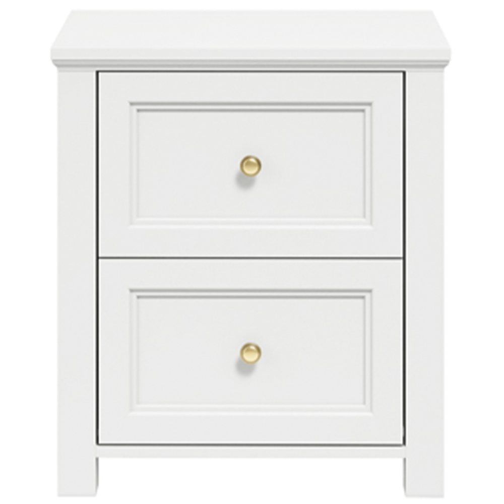 Ives 2 Drawer White Bedside Cabinet Image 3